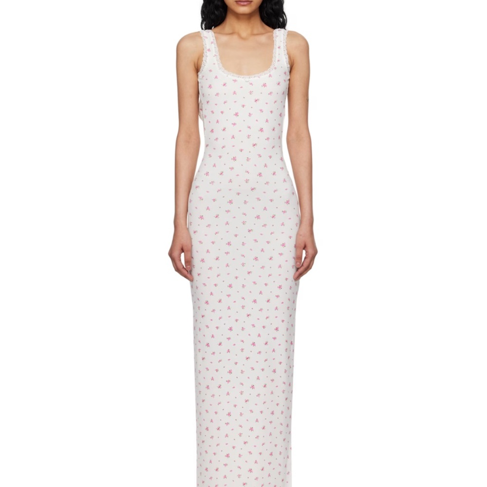 SKIMS Soft Lounge Lace Scoop Neck Maxi Dress White Size M